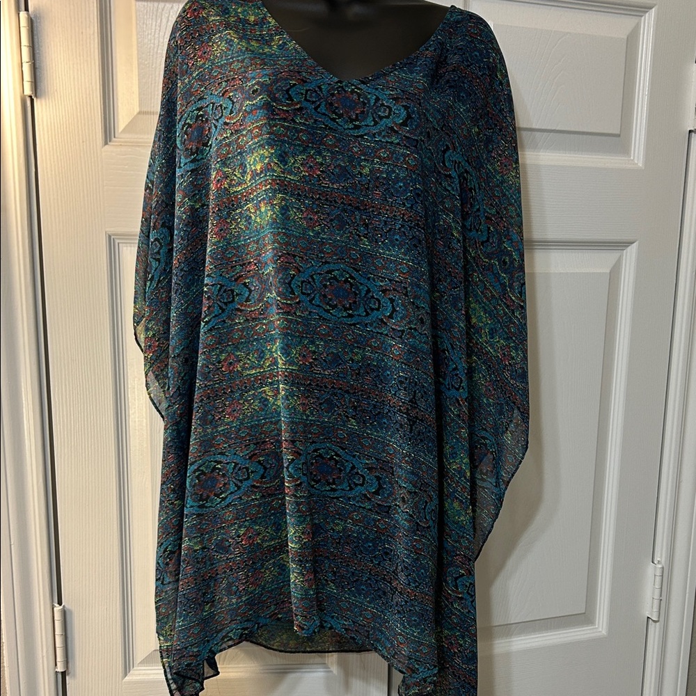 Express Multicolor Bohemian Poncho Top